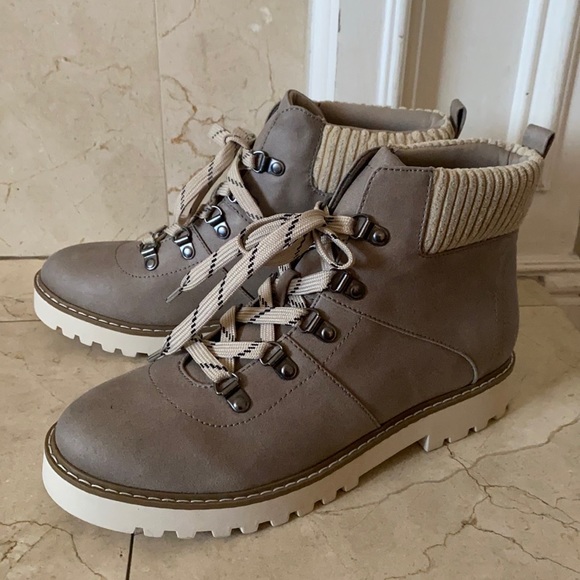 beige lace up hiker boots